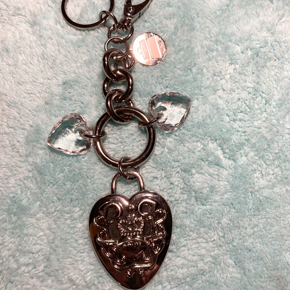 Silver Heart Keychain with Clear Accents